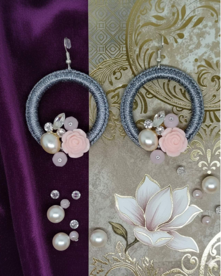 Háčkované  dizajnové náušnice "Kolekcia dizajnových kúskov"